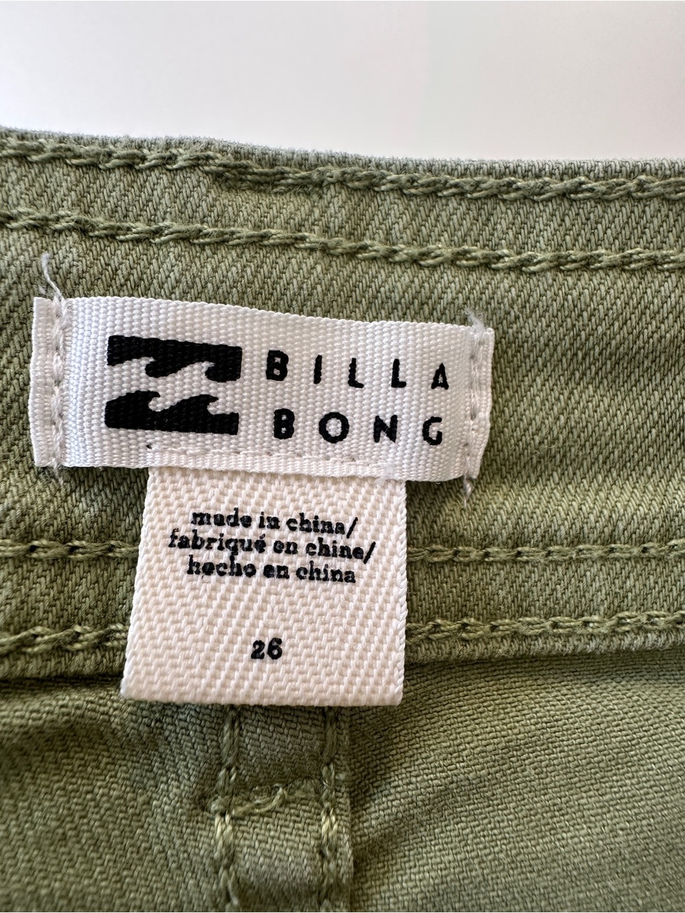 Women's Billabong Free Fall Wide-Leg jeans / pants with frayed hem SIZE 26 Olive - Picture 6 of 8